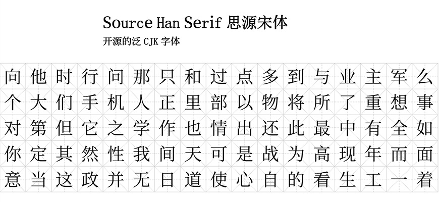 免费字体下载！支持4种语言7个字重的文学性衬线体-思源宋体